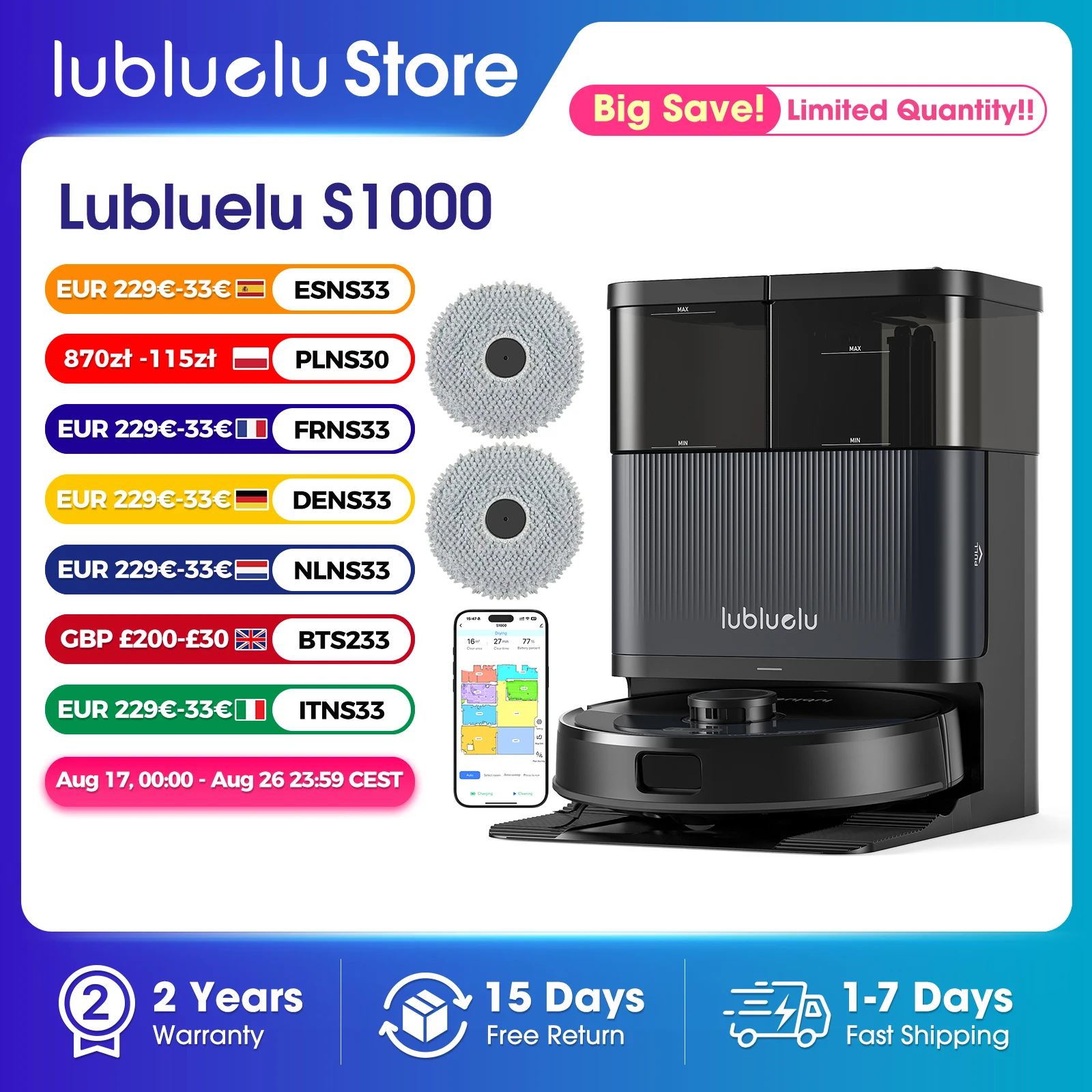 Robot sprzątający Lubluelu S1000 ze stacją All-in-One!