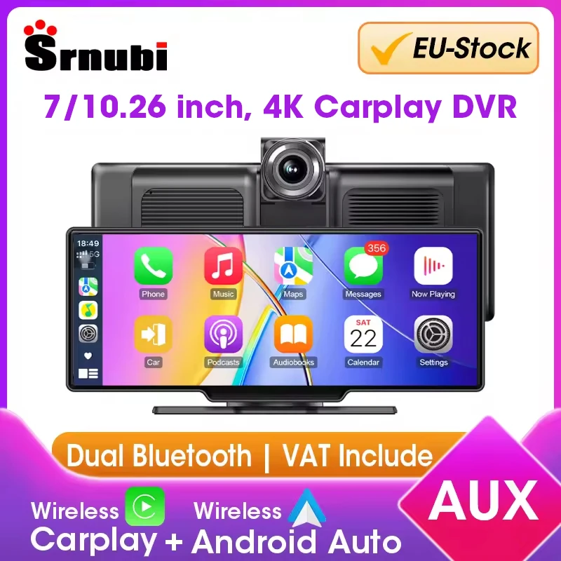 Podofo 10,26″ monitor samochodowy z CarPlay i Android Auto