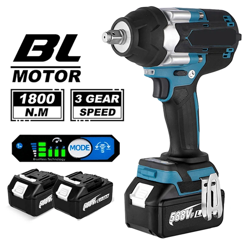 Bezszczotkowy klucz udarowy 1800 Nm 1/2" kompatybilny z Makita 18V