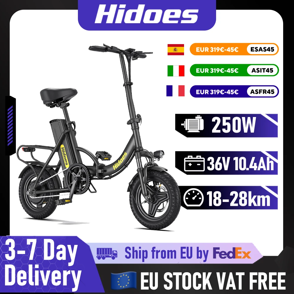 🔥 Składany rower elektryczny Hidoes C5 350W z akumulatorem 36V 10,4Ah za 1210zł!