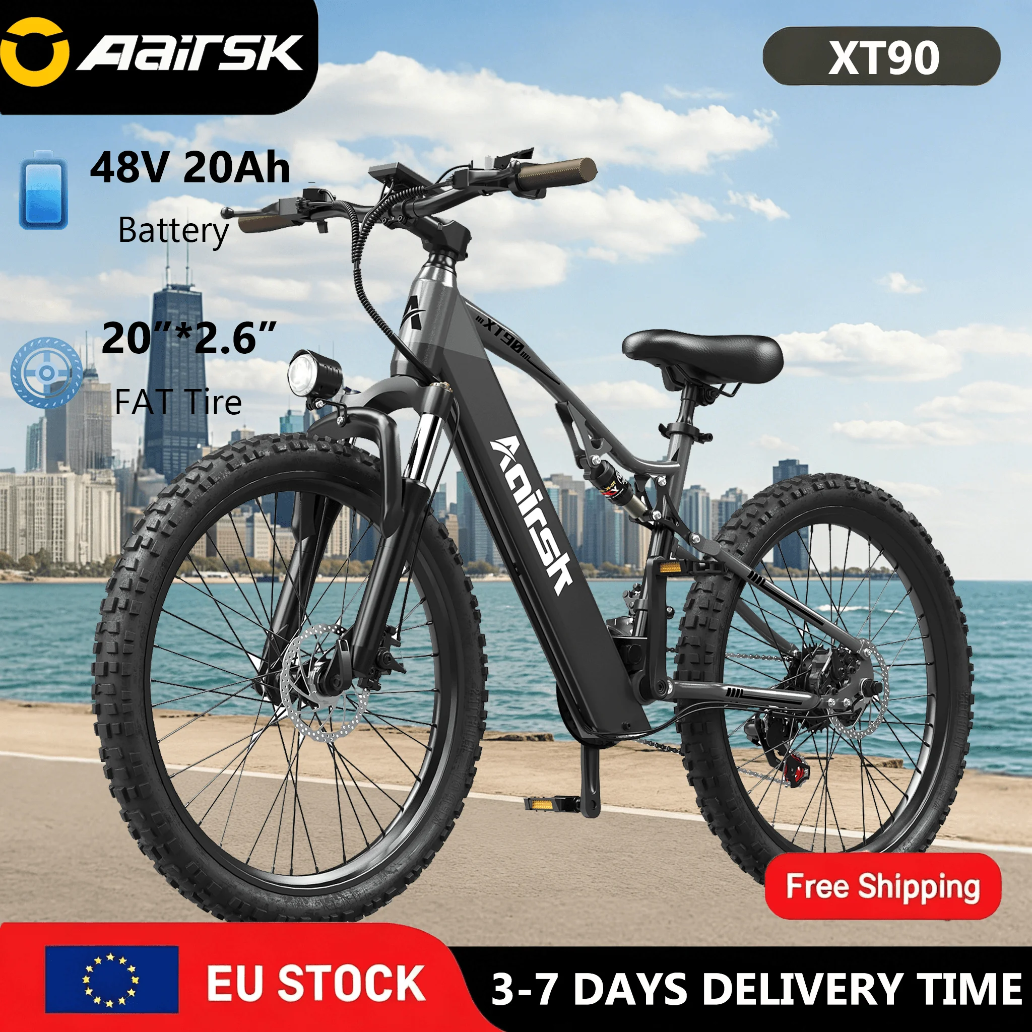Rower elektryczny Aairsk XT90 z baterią 48V 20Ah!