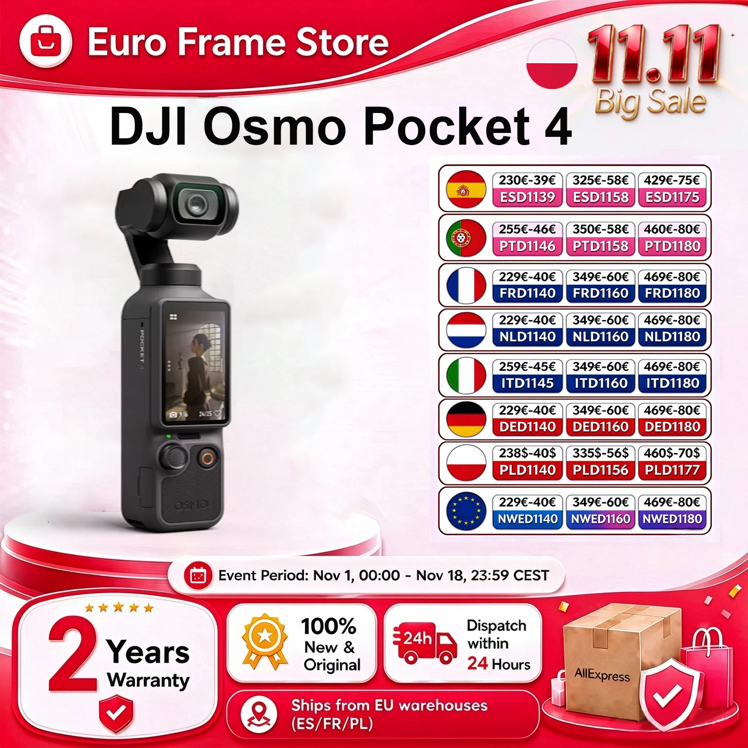 DJI Osmo Pocket 4 kamera kieszonkowa z matrycą CMOS 1 cal