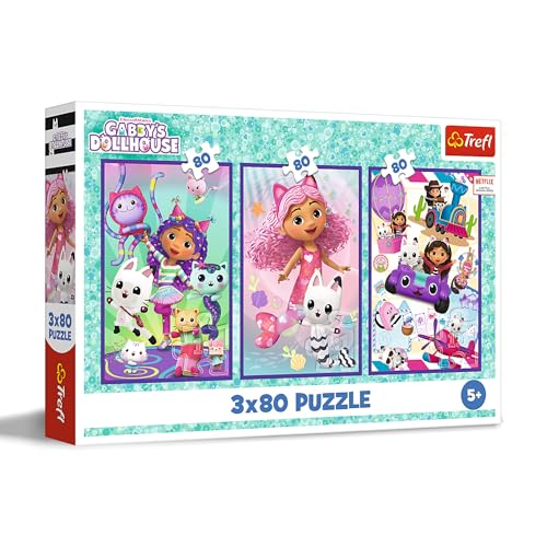 Trefl Kolorowe dni Gabby puzzle 3x80 elementów, zestaw 3w1