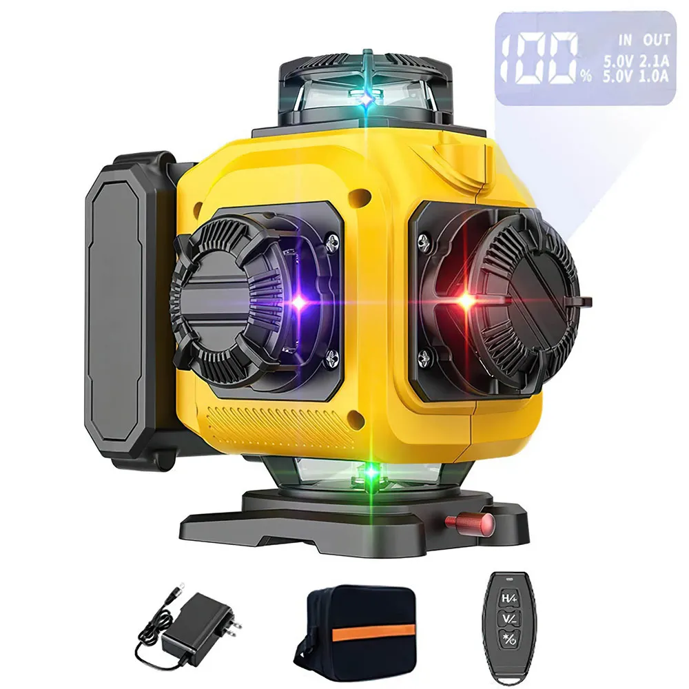 Poziomica laserowa 4D 16 linii 360° z zieloną wiązką