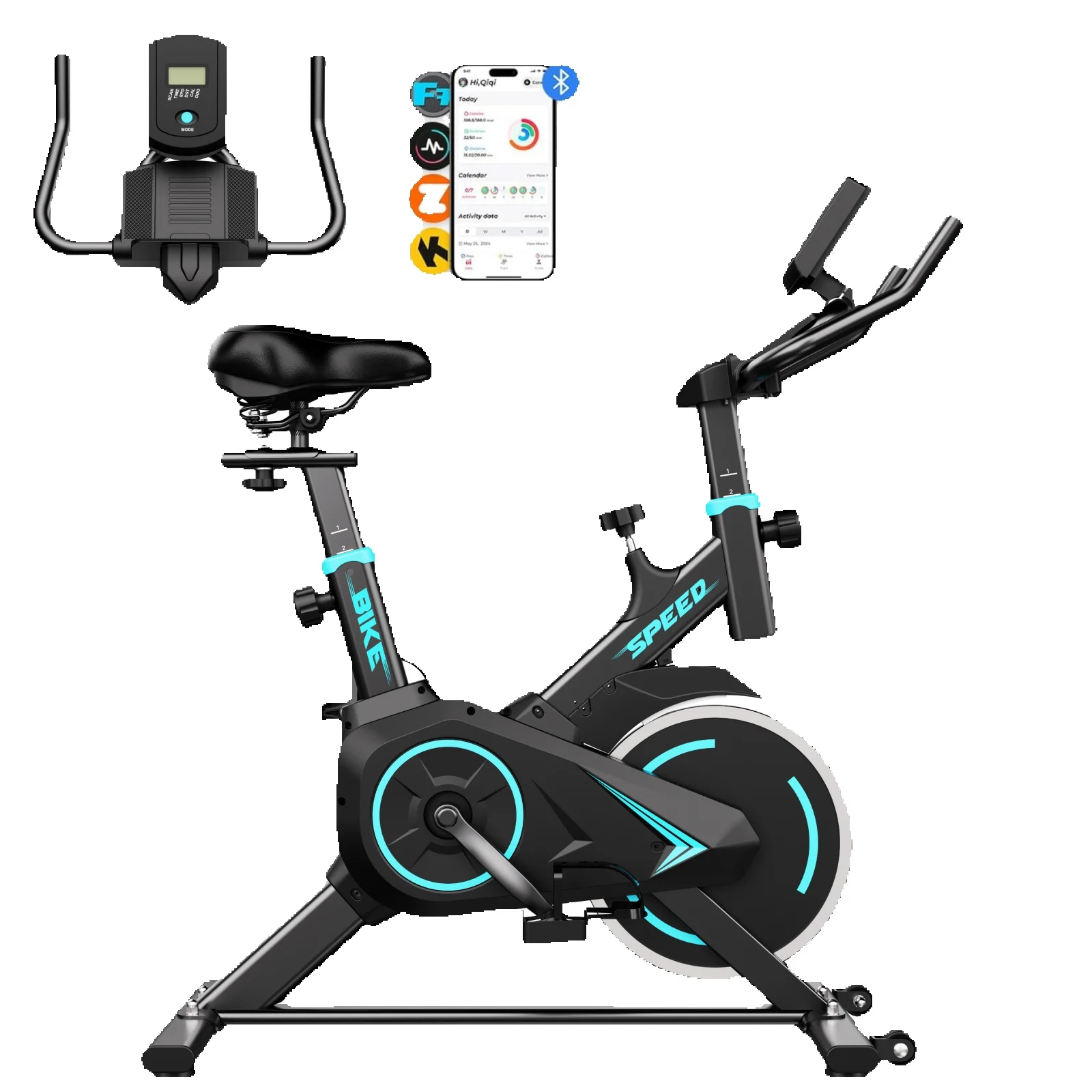 Rower spinningowy do domu z aplikacją i wyświetlaczem LCD