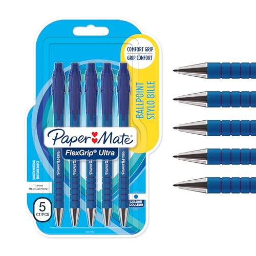 Paper Mate Flexgrip Ultra RT długopisy niebieskie 1,0 mm 5 sztuk