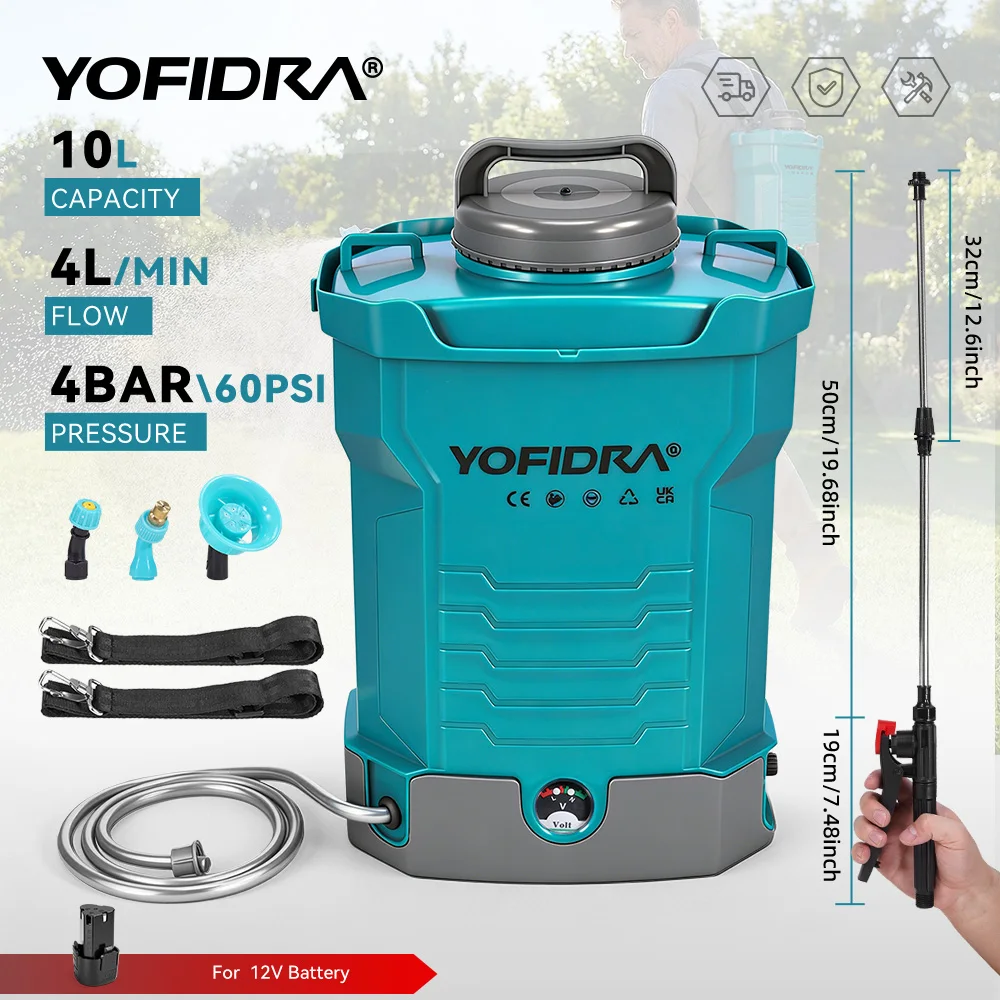 YOFIDRA 10L akumulatorowy opryskiwacz plecakowy 60 PSI 4 l/min